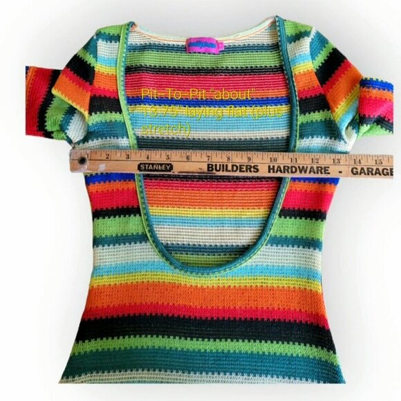 Edikted Rainbow Crochet Dress Short Sleeve Scoopneck Size S - Picture 8 of 11